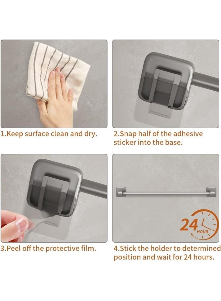 Arabest 2Pcs Hand Towel Tower Rail, Self Adhesive Wall Mounted Tower Rack, No Drill Single Towel Bar and Dish Cloth Hanger for Bathroom and Kitchen, Space Saving Organizer for Home Use (40cm,Silver Grey) - Image 3